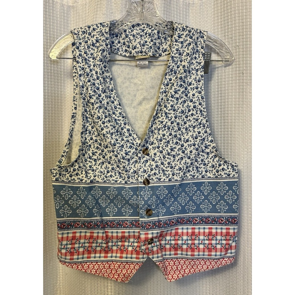 VTG 80s Floral Vest M Mom Cottagecore Prairie